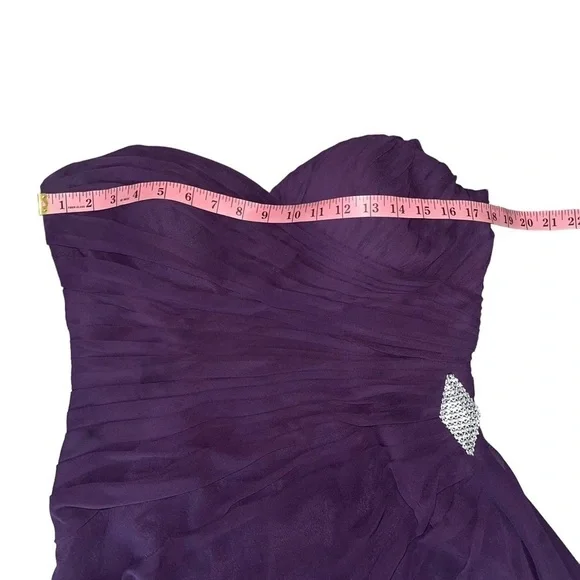 Bill Levkoff Violet/Purple/Eggplant Sweetheart Strapless Chiffon Long Gown Dress - Picture 6 of 15